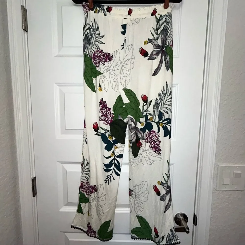 Soma Floral Print Pull On Elastic Waistband Drawstring Loungewear Pants